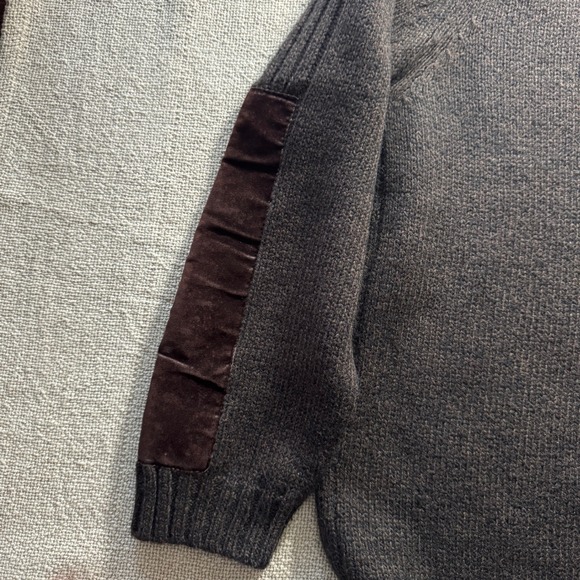 Pal Zileri Sport Italian Alpaca & Merino Brown Knit Sweater with Velvet Panels - Picture 11 of 16